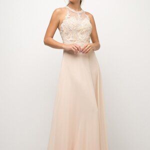Halter Neck A-Line Shape Evening Dress CDUJ0120